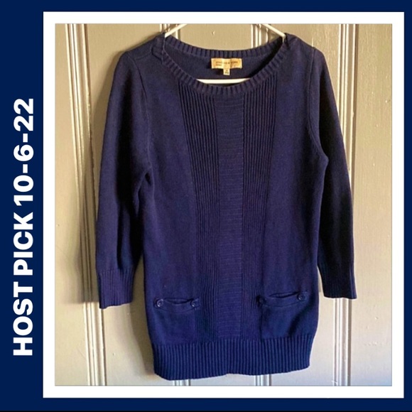 Jones New York Sweaters - HP Soft & Cozy Navy Blue Jones NY Sweater Sz Medium with 3/4” sleeves & pockets